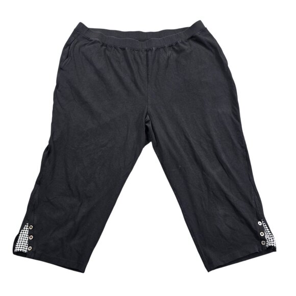 Catherines Capri Pants Women’s 1XWP Black Plus Petite Gingham Stretch Pockets - Picture 4 of 13
